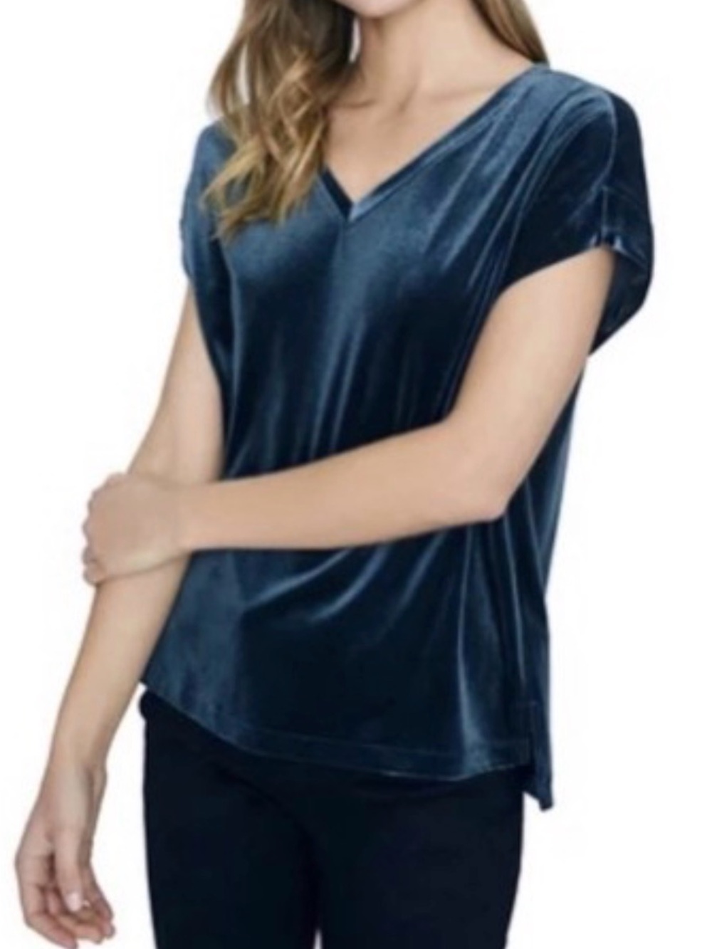 Amaryllis Velvet V-Neck High-Low Top